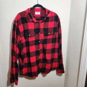 Old Navy - Regular-Fit Plaid Flannel Shirt - Red, Black - XXL